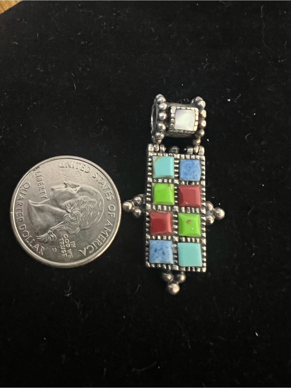 925 STERLING SILVER MULTI GEMSTONE PENDANT.  VERY NICE